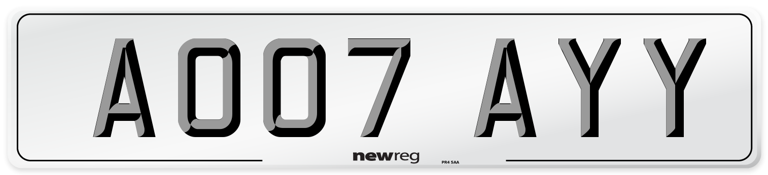 AO07 AYY Number Plate from New Reg